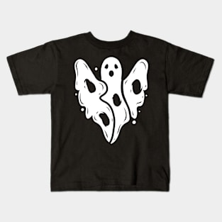 Scary Ghost Says Boo With His Body on Halloween Kids T-Shirt